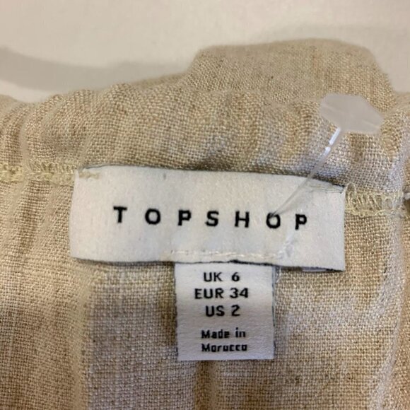 Topshop Women's Spaghettis Strap Linen Bland Full Button Front Dress Size 2 NWT - Picture 6 of 12